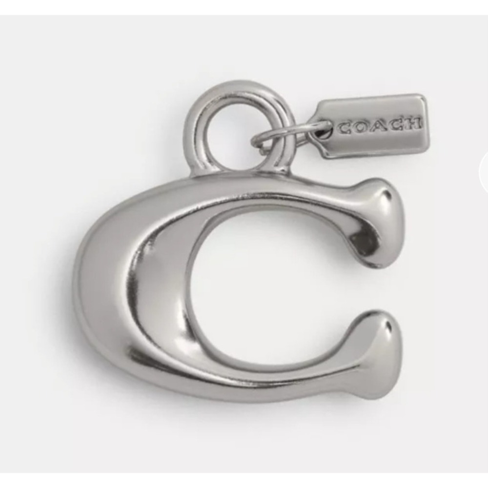 Coach Signature C Shoe Charm Womens OS Silver New‎ Logo Tag CCQ38